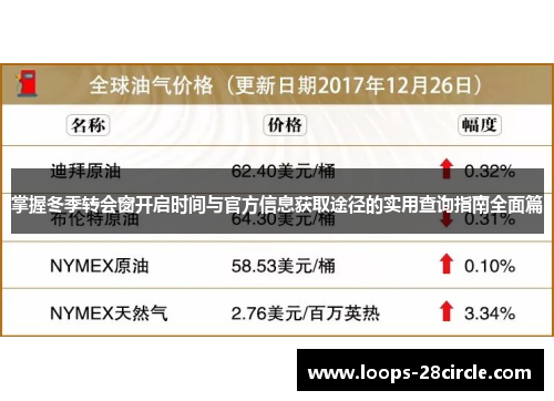 掌握冬季转会窗开启时间与官方信息获取途径的实用查询指南全面篇