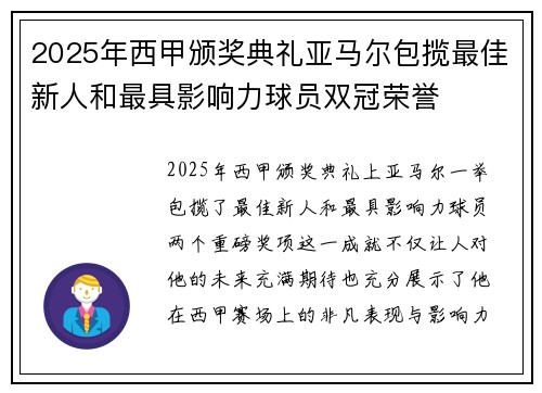 2025年西甲颁奖典礼亚马尔包揽最佳新人和最具影响力球员双冠荣誉